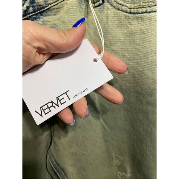 VERVET, Super High Rise Criss Cross Waistband Crop Straight Jeans, Olive new siz - Picture 7 of 11